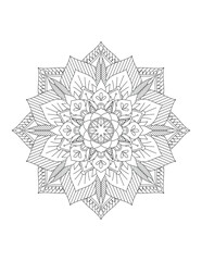 Flower. Flower Mandala. Mehndi. tattoo. decoration. Decorative ornament in ethnic oriental style. Coloring book page. Floral Mandala. Decoration in ethnic oriental. Indian style. Yoga template.
