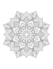 Flower. Flower Mandala. Mehndi. tattoo. decoration. Decorative ornament in ethnic oriental style. Coloring book page. Floral Mandala. Decoration in ethnic oriental. Indian style. Yoga template.