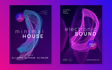 Abstract music flyer. Techno dj party. Electro dance event. Electronic trance sound. Club poster.