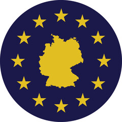 Badge of Yellow Map of Germany in colors of EU flag