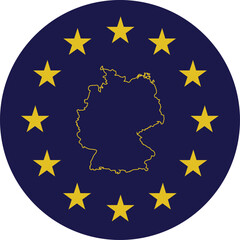 Badge of Outline Map of Germany in colors of EU flag