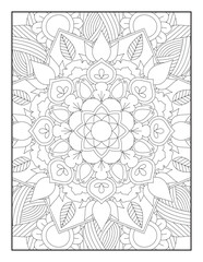 Black and white pattern.Pattern for coloring book. Flower Mandala Coloring Page.Coloring Page For Adult.Mandala Coloring Page. Coloring Page. Mandala. Mehndi design.Mandala coloring page KDP interior.