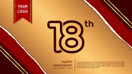 18th year anniversary design template, vector template illustration