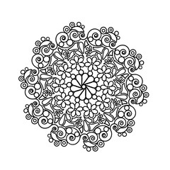 Black vector floral mandala svg on transparent background. Decorative round lace mandala ornament - vector svg.