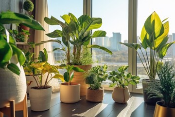 Fototapeta premium photo of Modern apartment and some exotic plants Generated AI