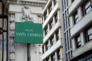 Porto, Portugal: Rua Santa Catarina street sign