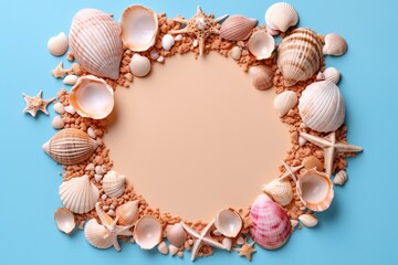 Obraz premium Frame made of sea shells. Generative ai
