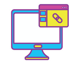 Vector image of computer screen icon with white background