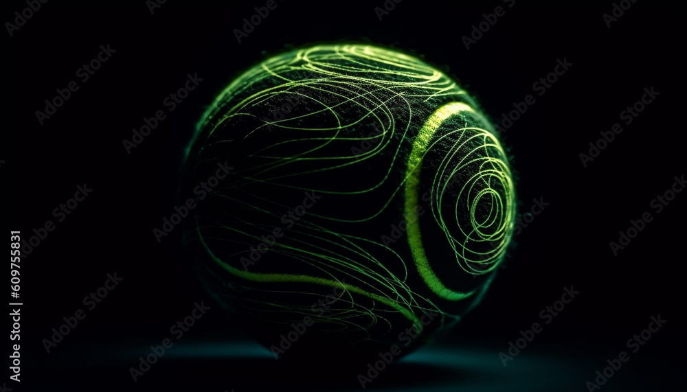 Poster glowing sphere igniting vibrant colors in dark abstract backdrop generated by ai