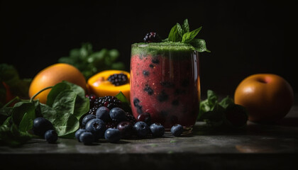 Organic berry smoothie, a refreshing summer drink for healthy eating generated by AI