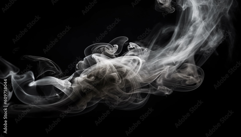 Poster abstract smoke waves ignite scented incense, creating a mysterious backdrop generated by ai