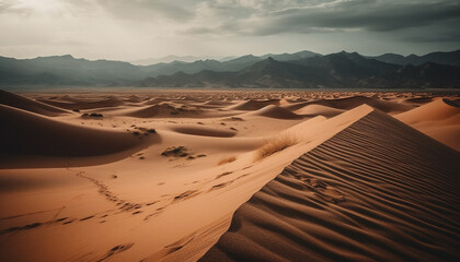 Fototapeta na wymiar Rippled sand dunes in arid Africa, majestic beauty in nature generated by AI