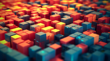 The concept of blockchain technology with a dynamic composition featuring interconnected blocks and a sense of security, Generative AI
