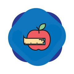 vector image of apple icon with meter on blue background