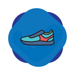 Vector image of sneakers icon with blue background