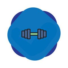 Gym dumbbells vector icon with blue background