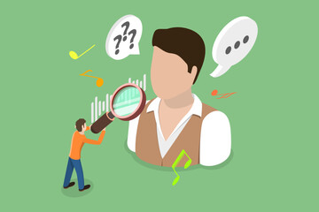 3D Isometric Flat Vector Conceptual Illustration of Phonetics, Linguistics as Language or Communication Scientific Study