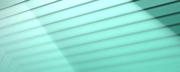 Obraz premium Wide angle abstract background with stack of flat green glass. Copy space. 3D rendering.