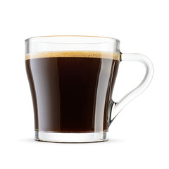 Coffee americano in a transparent glass mug isolated. Classic coffee beverage. Transparent PNG...