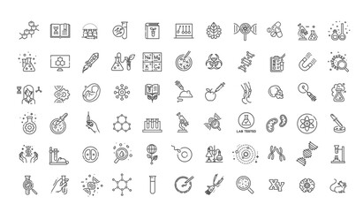 Bioengineering outline Icons. Linear dot style Icons. Vector illustration - 609759649