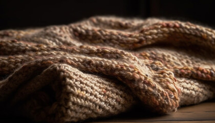 Fototapeta na wymiar Warm woolen scarf, knitted with intricate pattern, perfect for winter generated by AI