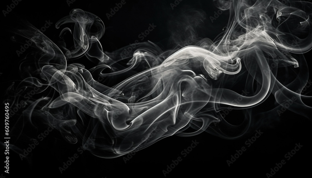 Poster abstract wave pattern burning with fragility and mystery on black background generated by ai