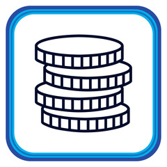 vector image of coins in lines with a white background