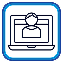 vector image of a laptop in lines with a white background