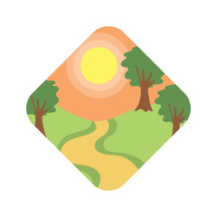 vector icon of landscape of a triangular shape with round edges