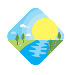 vector icon of landscape of a triangular shape with round edges