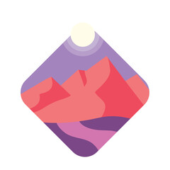 vector icon of landscape of a triangular shape with round edges