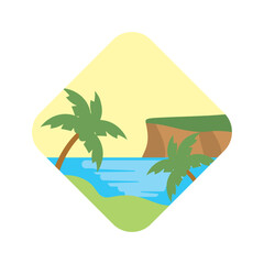 vector icon of landscape of a triangular shape with round edges