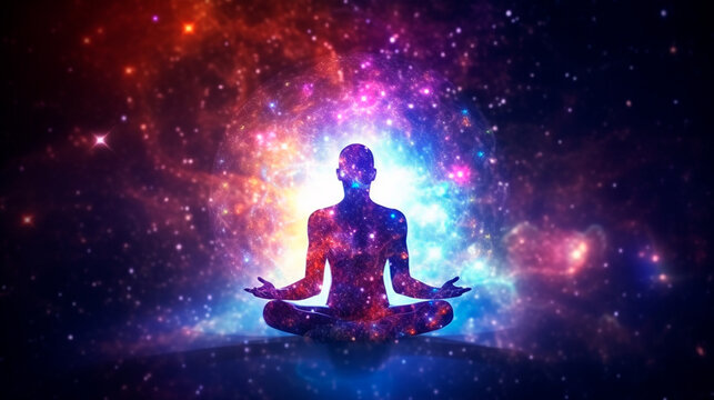 Universe, cosmos. Meditation background, chakras, prana, the mind of God and spirituality. Generative AI