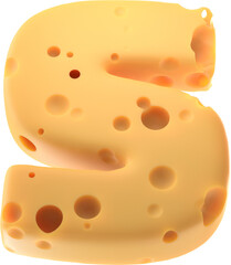 Cheesy Elegance: Stylized 3D Letter s with a Cheese Twist