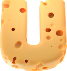 Cheesy Elegance: Stylized 3D Letter u with a Cheese Twist