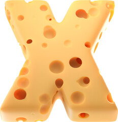 Cheesy Elegance: Stylized 3D Letter x with a Cheese Twist