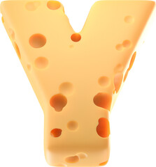 Cheesy Elegance: Stylized 3D Letter y with a Cheese Twist