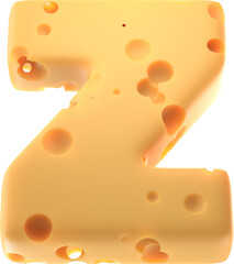 Cheesy Elegance: Stylized 3D Letter z with a Cheese Twist