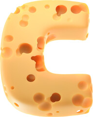 Cheesy Elegance: Stylized 3D Letter c with a Cheese Twist