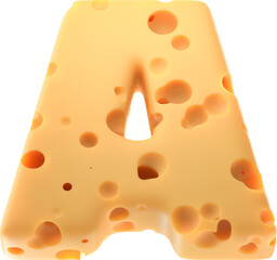 Cheesy Elegance: Stylized 3D Letter a with a Cheese Twist