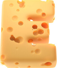 Cheesy Elegance: Stylized 3D Letter e with a Cheese Twist