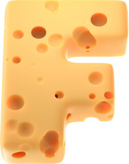 Cheesy Elegance: Stylized 3D Letter f with a Cheese Twist
