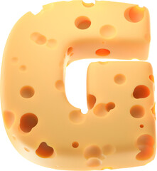 Cheesy Elegance: Stylized 3D Letter g with a Cheese Twist