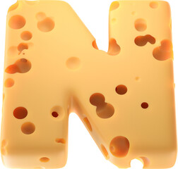 Cheesy Elegance: Stylized 3D Letter n with a Cheese Twist