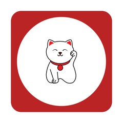 maneki-neko icons with white background with red