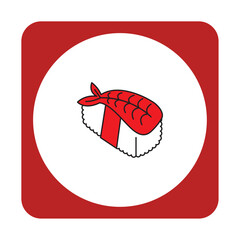 fish rice food icons with white background with red