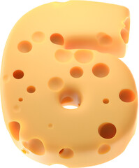Cheesy Numbers: Stylized 3D Cheese-inspired Digit 6