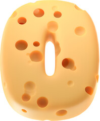 Cheesy Numbers: Stylized 3D Cheese-inspired Digit 0