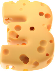 Cheesy Numbers: Stylized 3D Cheese-inspired Digit 3