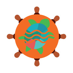 sea turtle vector icon with orange background
